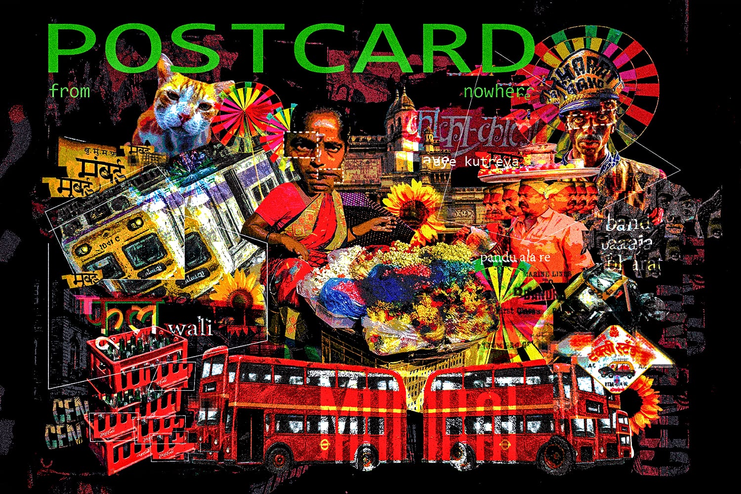 Sadak — postcard, collage, maximalism, mixed media project by Anushka Khot